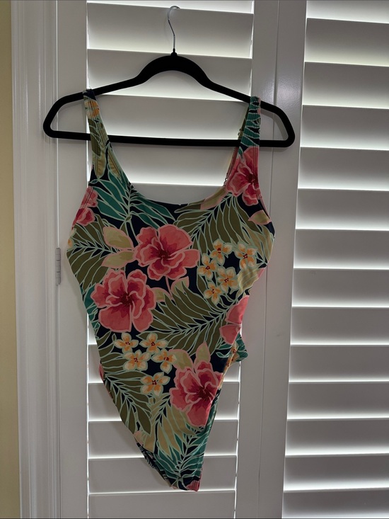 Other - Tropical Floral Pink & Green Kids One-Piece Swimsuit size Large